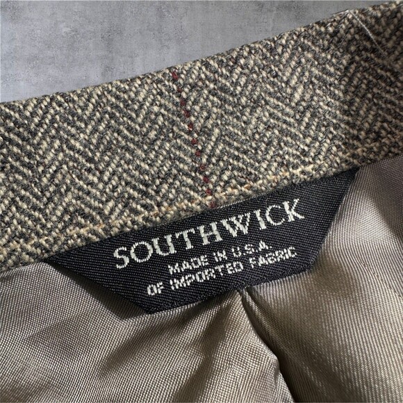 SOUTHWICK Vintage Mens Double Breasted Sport Coat Blazer Jacket 44L Windowpane - Picture 9 of 15